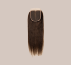 Color swatch of 2 chocolate brown virgin straight closure hair