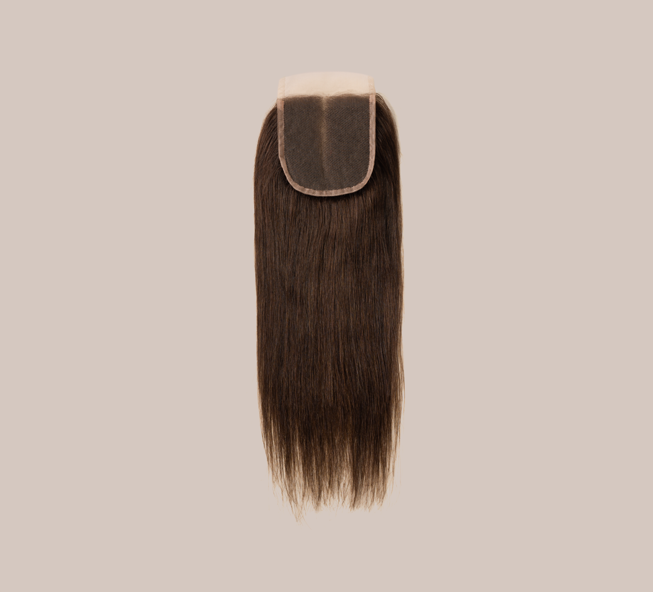 Color swatch of 2 chocolate brown virgin straight closure hair