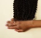 Natural black Brazilian curly 5x5 HD lace closure laid flat on white