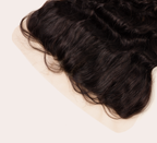 Color swatch of natural black virgin Brazilian loose wave frontal hair