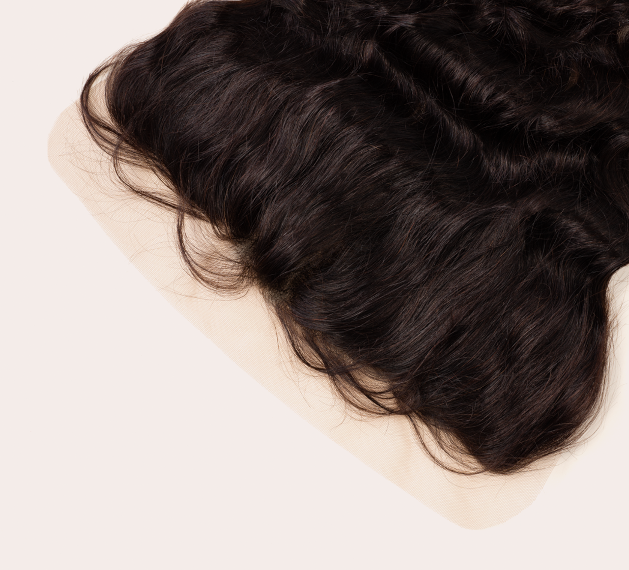 Color swatch of natural black virgin Brazilian loose wave frontal hair