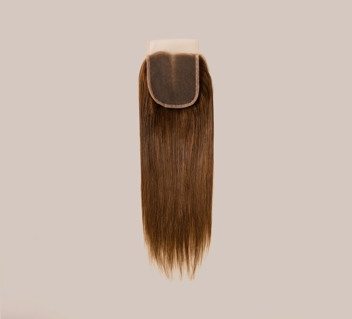 Color swatch of 4 caramel brown virgin straight closure hair