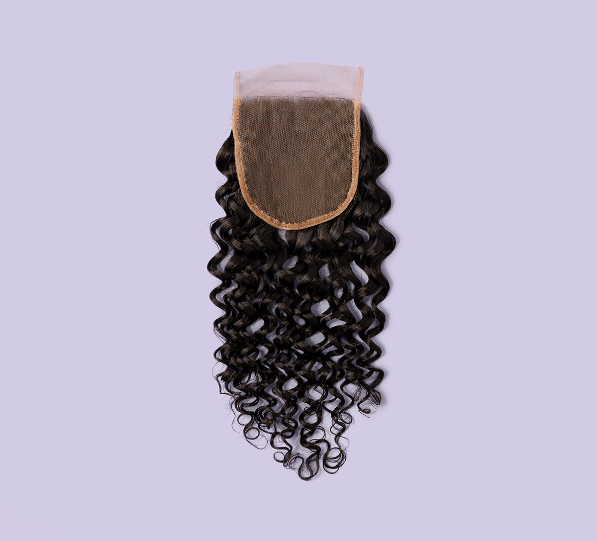 Color swatch of natural black virgin Brazilian water wave 4x4 closure hair
