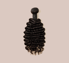 Color swatch of natural black virgin Brazilian deep wave human hair