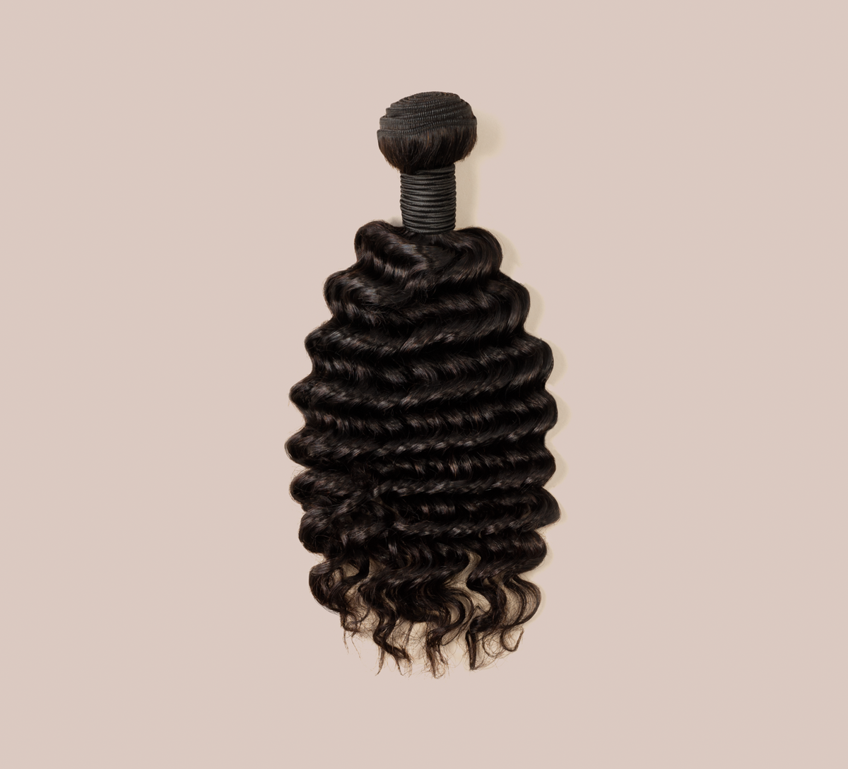 Color swatch of natural black virgin Brazilian deep wave human hair