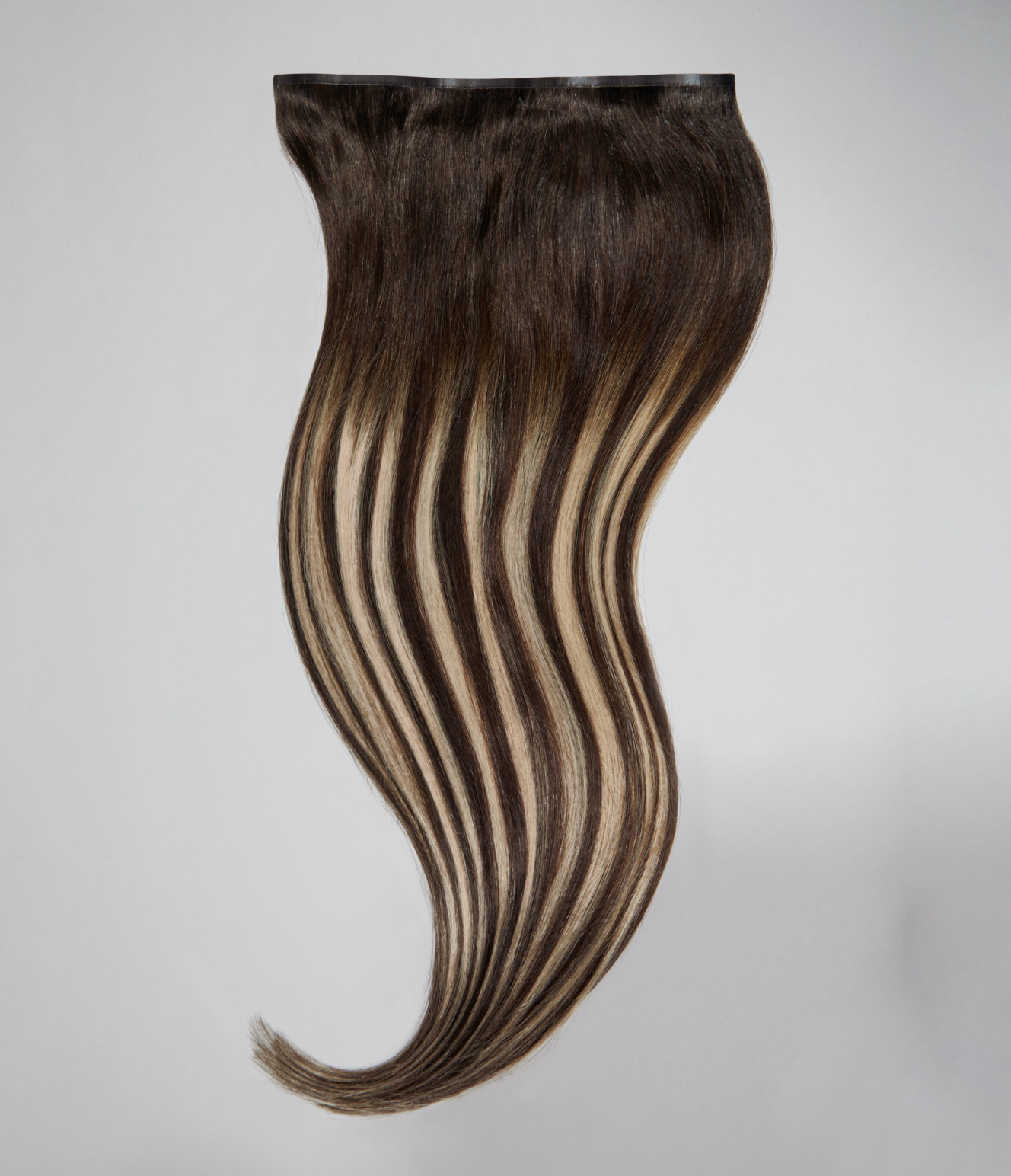 4 Dark Brown with 8 Blonde Highlights Seamless Clip-In Hair Extensions