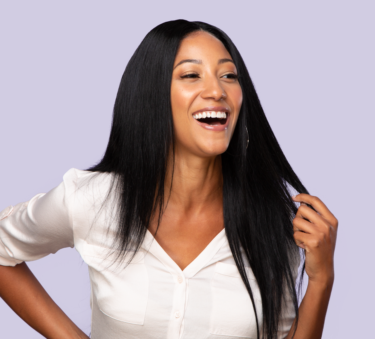 Jet black 1 virgin straight hair bundle laid flat showing full length