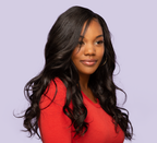 Side view of a body wave sew-in finished with a 4x4 lace closure