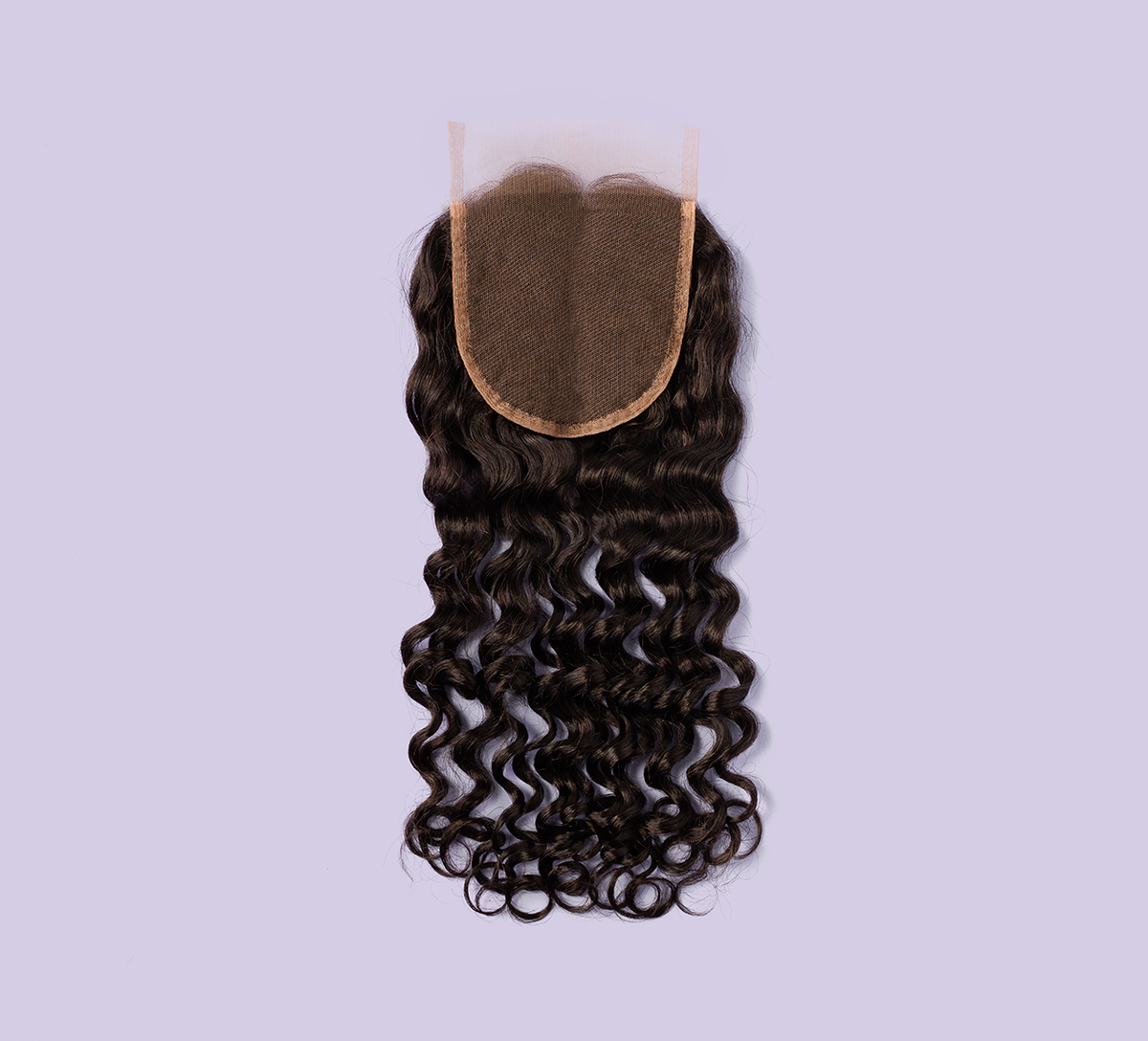 Color swatch of natural black virgin Brazilian deep wave closure hair