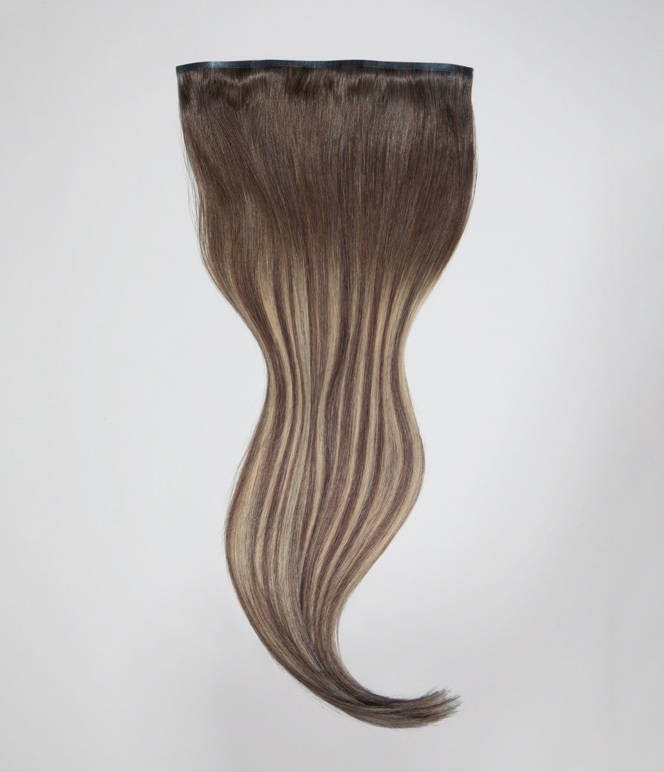 6 Medium Brown with 8 Blonde Highlights Seamless Clip-In Hair Extensions