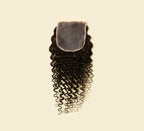 Color swatch of natural black virgin Brazilian deep wave 5x5 HD closure hair