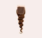 Color swatch of 4 caramel brown virgin loose wave closure hair