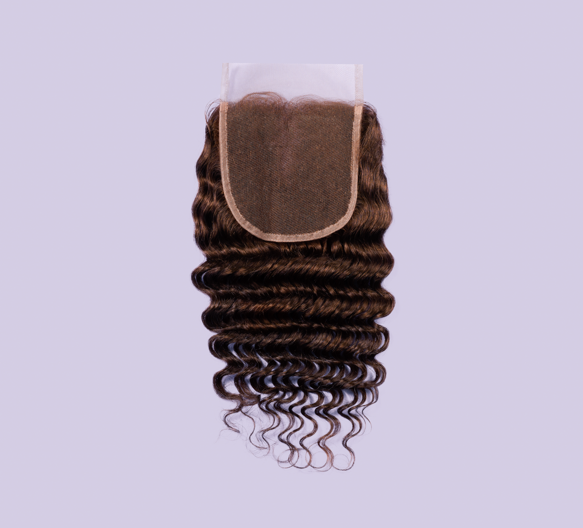 Color swatch of 2 chocolate brown virgin deep wave closure hair