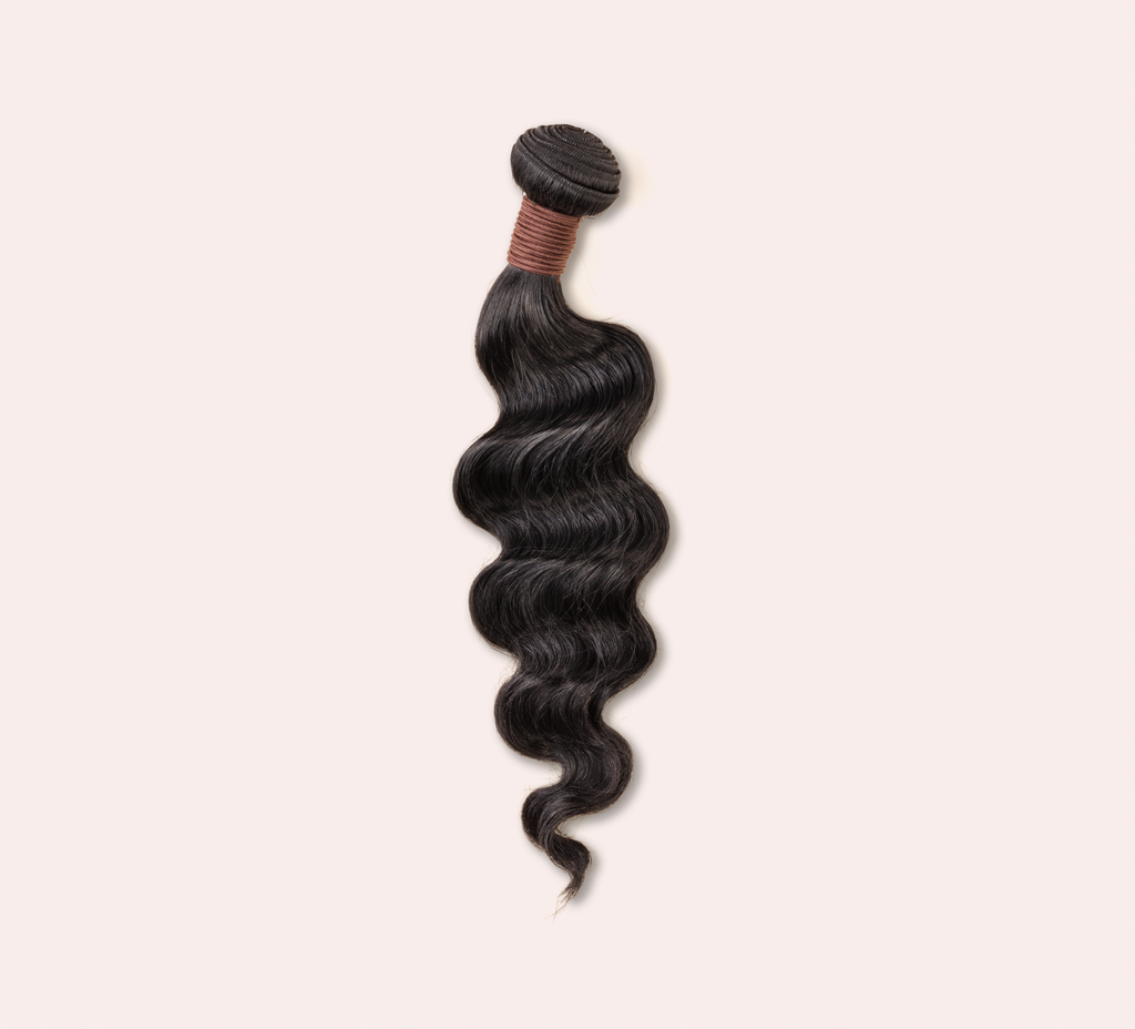 Color swatch of jet black 1 virgin loose wave human hair