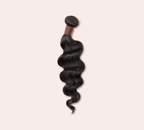 Color swatch of jet black 1 virgin loose wave human hair
