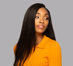 Side view of a Brazilian straight sew-in finished with a 4x4 closure
