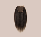 Color swatch of natural black virgin Brazilian kinky straight closure hair