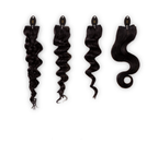 Stylist sample ring of human hair color swatches on a plain background