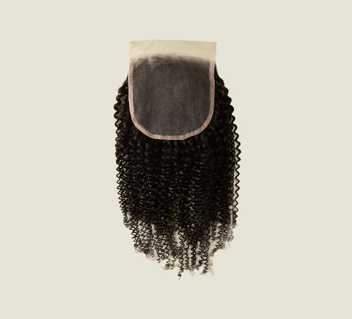 Color swatch of natural black virgin Brazilian curly 5x5 HD closure hair