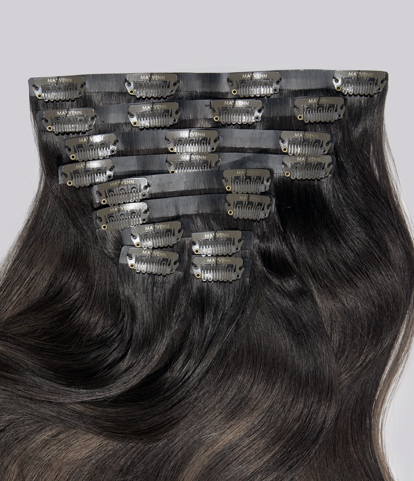 5 Medium Brown with 6 Medium Brown Balayage Seamless Clip-In Hair Extensions