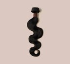 Color swatch of jet black 1 virgin body wave human hair