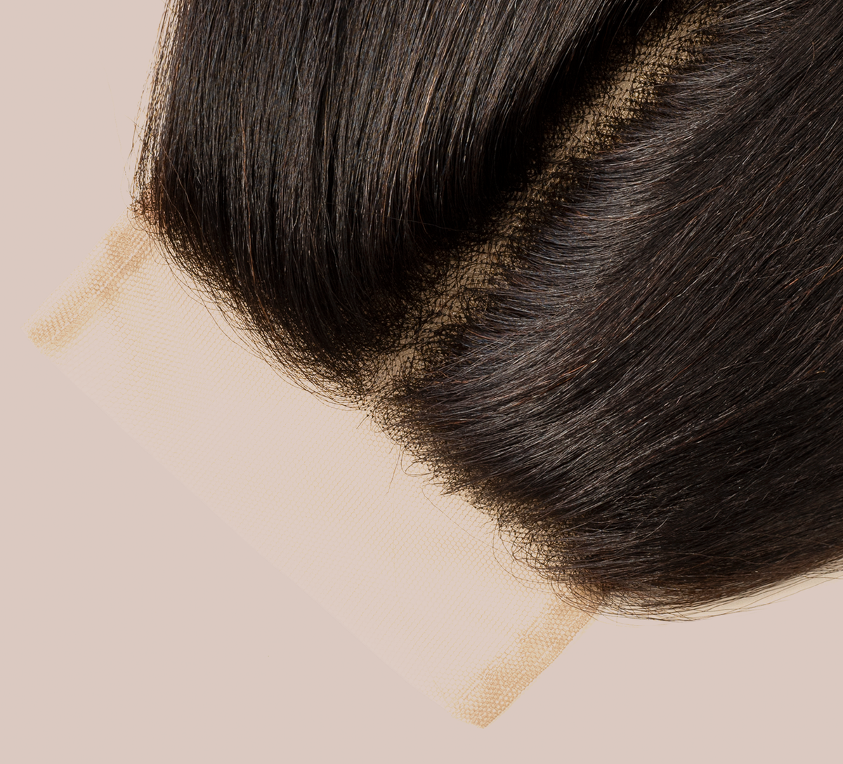 Close-up of the smooth yaki straight texture on a 4x4 lace closure