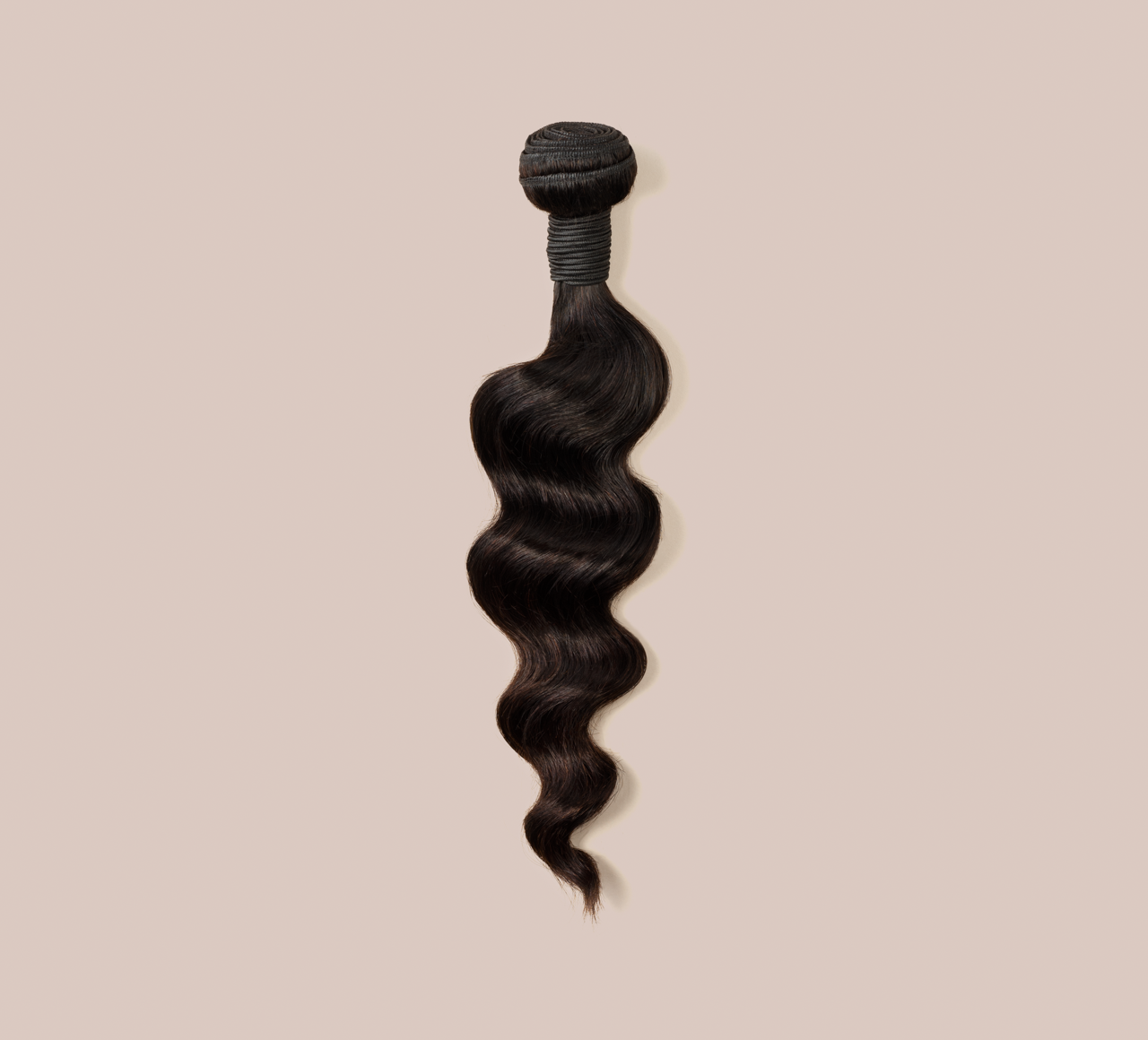 Color swatch of natural black virgin Brazilian loose wave human hair