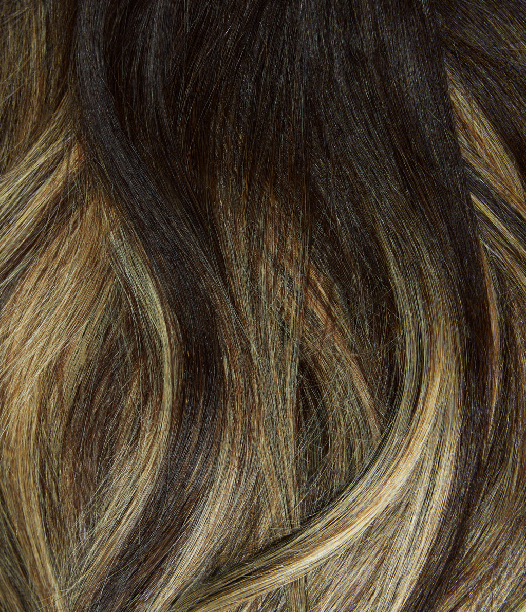 4 Dark Brown with 7 Dark Blonde Balayage Seamless Clip-In Hair Extensions