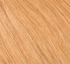 Honey blonde Indian straight hair falling past the model's shoulders