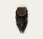 Color swatch of natural black virgin Brazilian water wave 5x5 HD closure hair