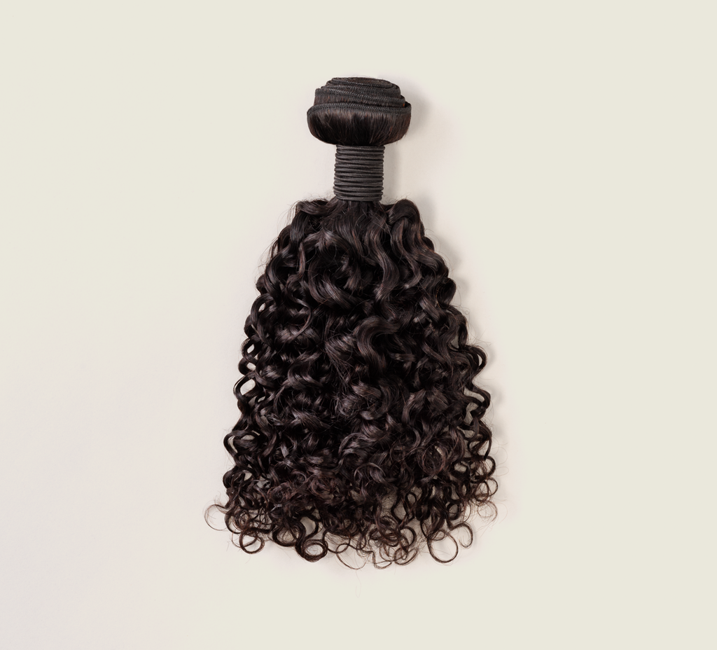 Color swatch of natural black virgin Brazilian water wave human hair