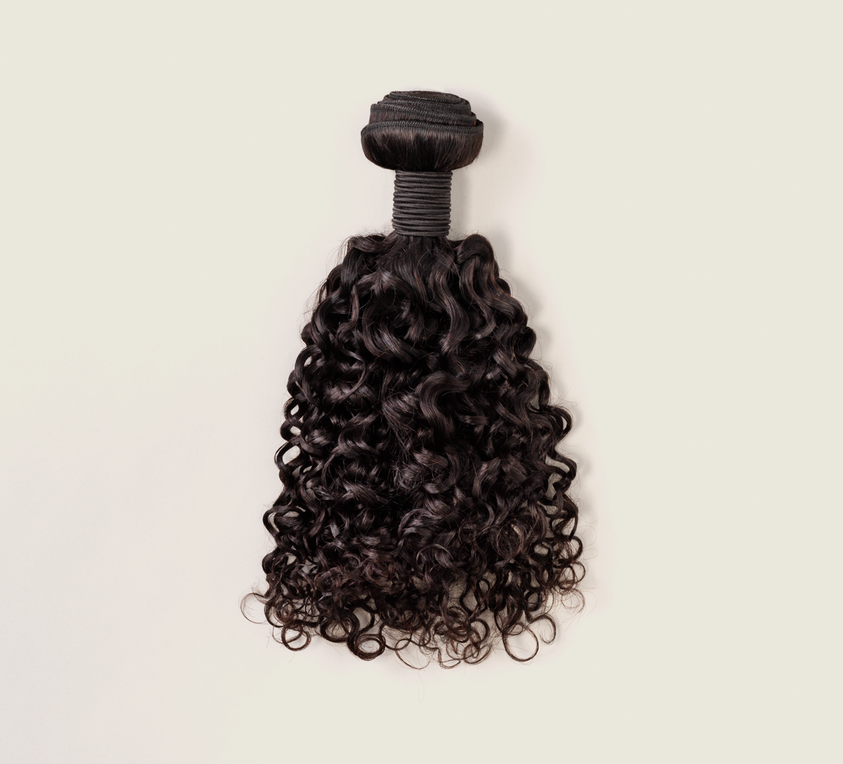 Color swatch of natural black virgin Brazilian water wave human hair