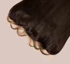Close-up of transparent lace along a straight frontal hairline