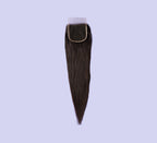 Color swatch of natural black virgin Brazilian straight HD lace closure hair