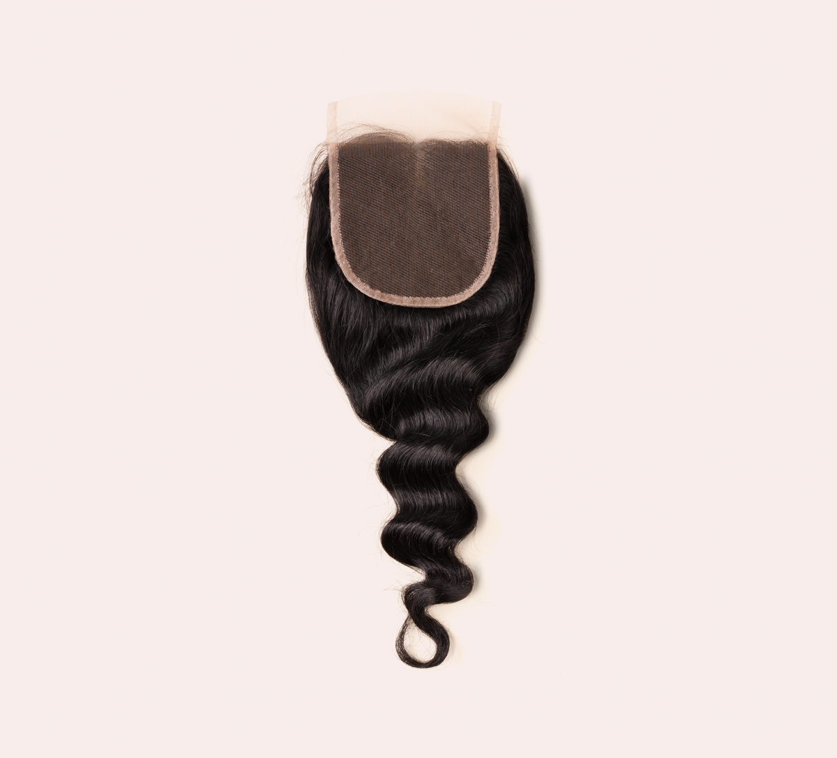 Color swatch of jet black 1 virgin loose wave closure hair
