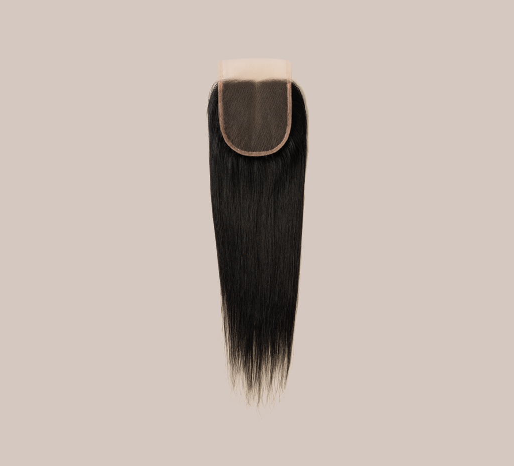 Color swatch of jet black 1 virgin straight closure hair
