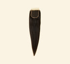 Color swatch of natural black virgin Brazilian yaki straight HD closure hair
