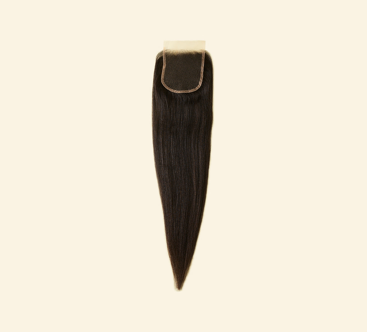 Color swatch of natural black virgin Brazilian yaki straight HD closure hair