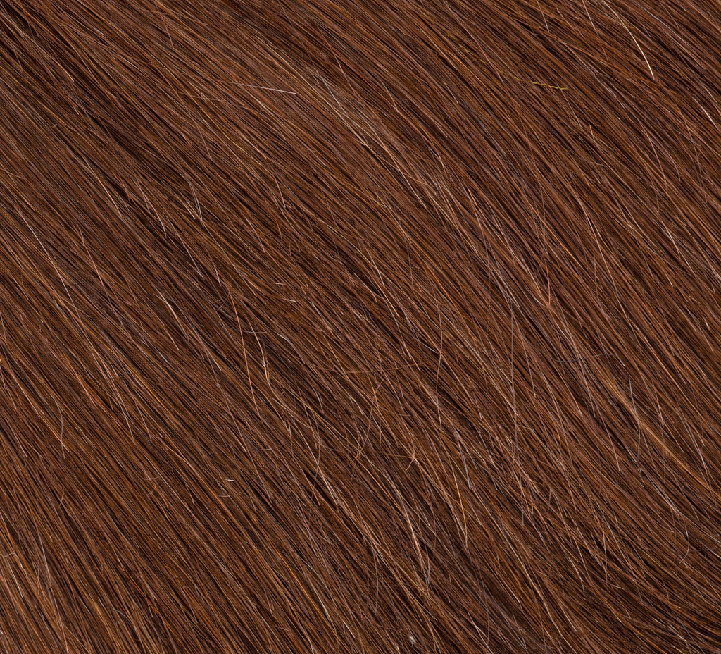 Back view of a chocolate brown straight install with a 5x5 closure