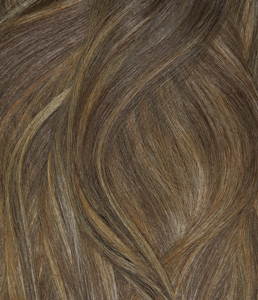 5 Medium Brown with 7 Dark Blonde Balayage Seamless Clip-In Hair Extensions