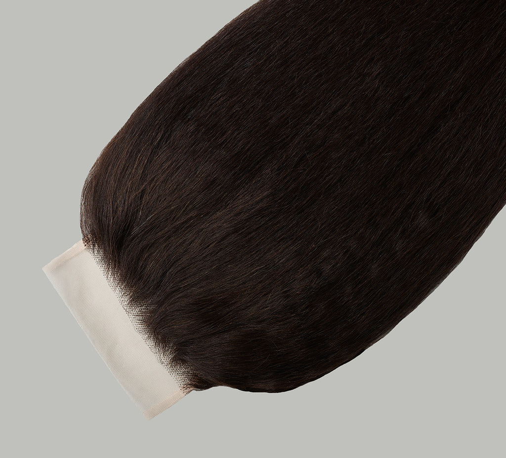 Natural black Brazilian kinky straight 5x5 transparent lace closure laid flat