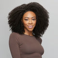 Close-up of springy coils around a 5x5 HD lace parting