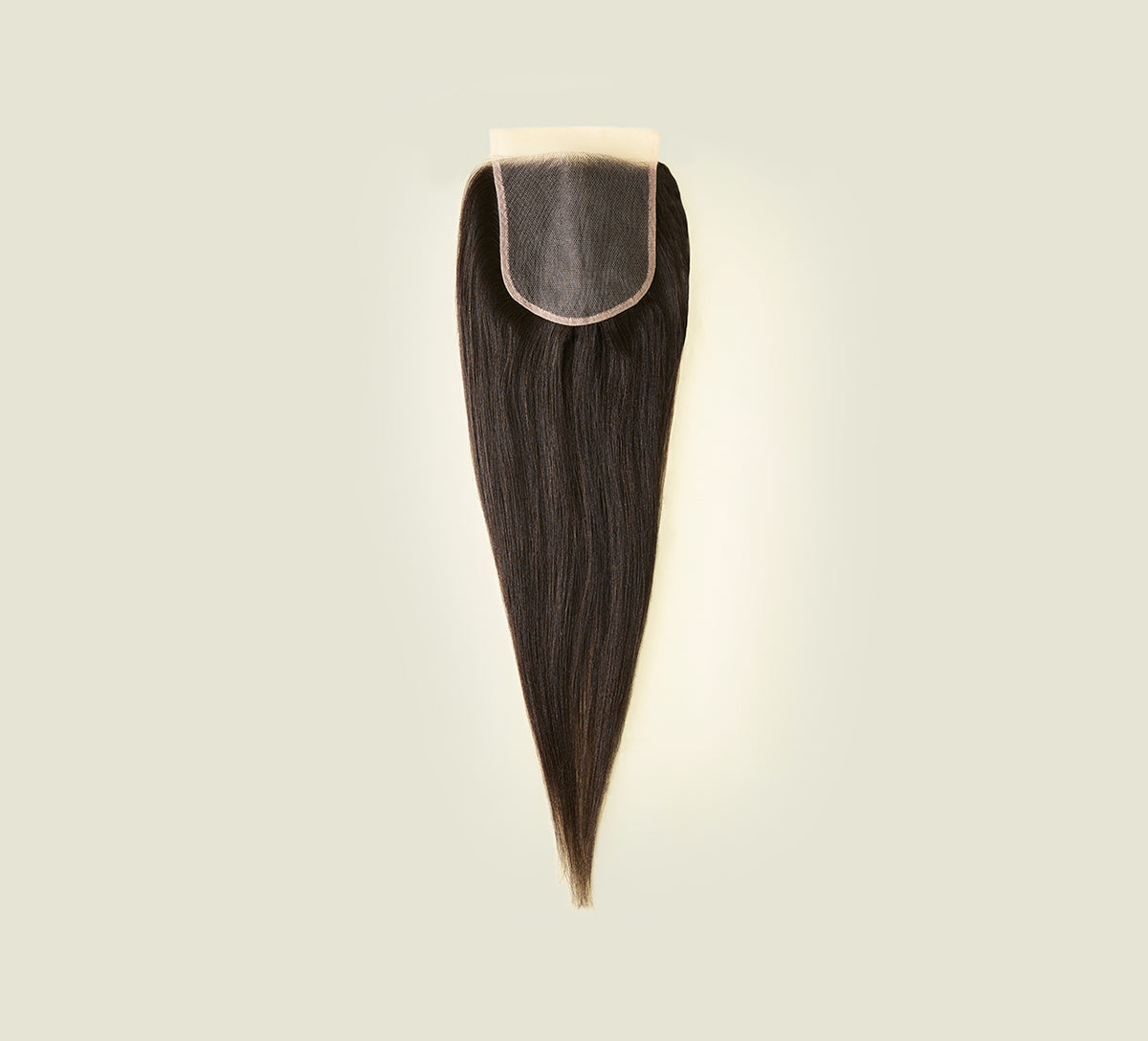 Color swatch of natural black virgin Brazilian yaki straight 5x5 HD hair