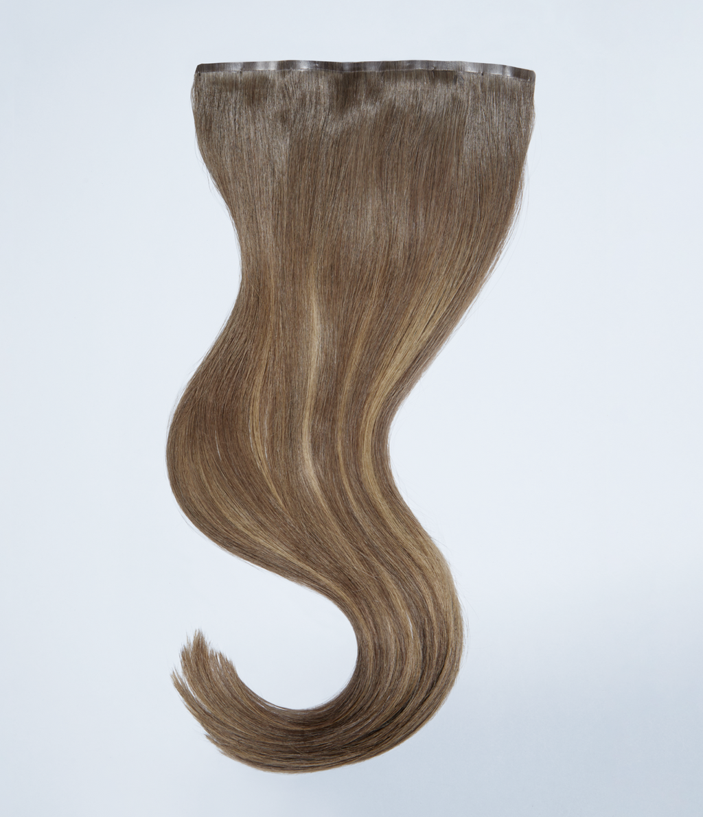 5 Medium Brown with 7 Dark Blonde Balayage Seamless Clip-In Hair Extensions
