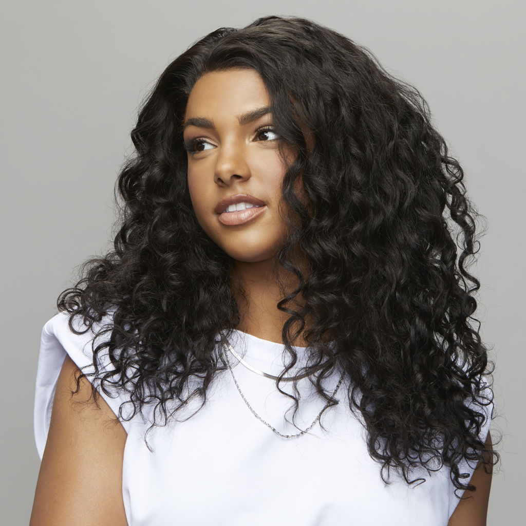 Close-up of the ear to ear HD lace on a loose wave frontal