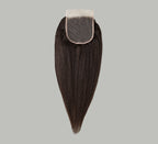 Color swatch of natural black virgin Brazilian kinky straight 5x5 closure hair