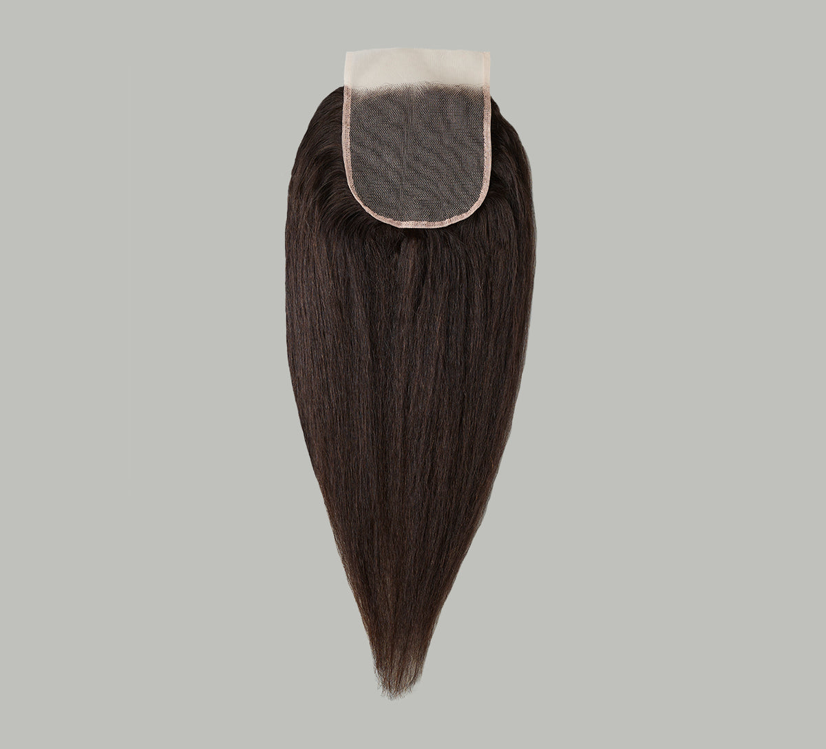 Color swatch of natural black virgin Brazilian kinky straight 5x5 closure hair
