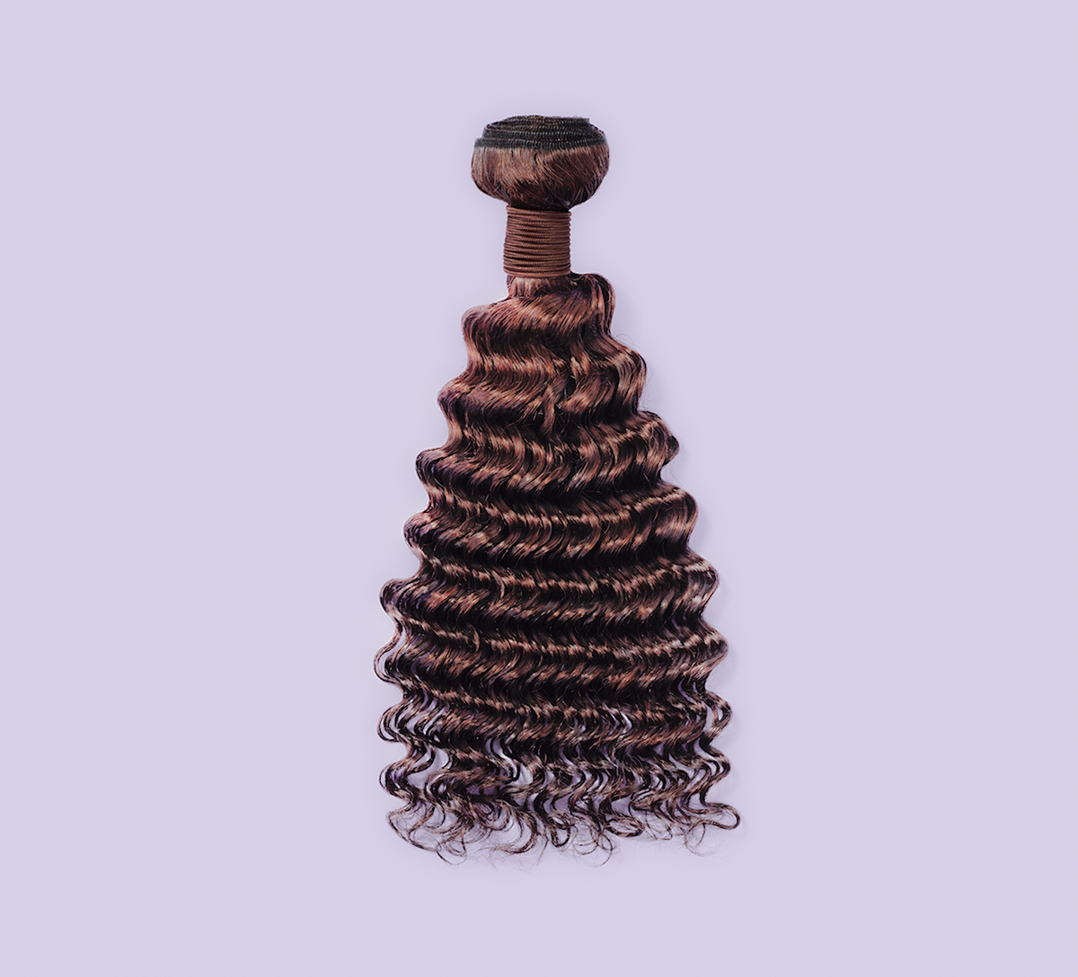 Color swatch of 2 chocolate brown virgin deep wave human hair