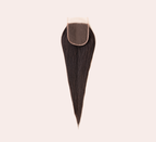 Color swatch of natural black virgin Brazilian yaki straight closure hair