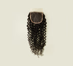 Color swatch of natural black virgin Brazilian water wave HD closure hair